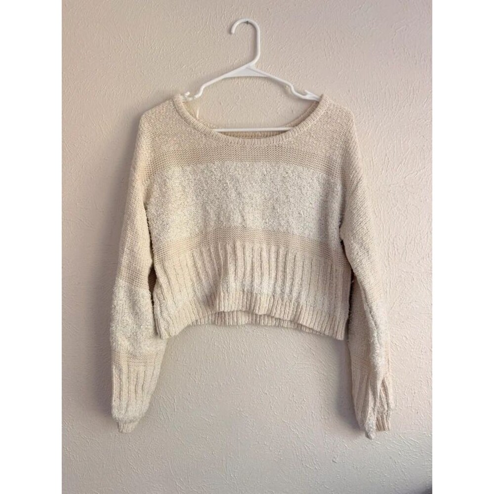 Cream striped cropped sweater